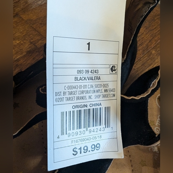 Cat & Jack Girls' Valera Strappy Metallic Ballets Flats (US 1 or 5 Black) NWT - Picture 8 of 12